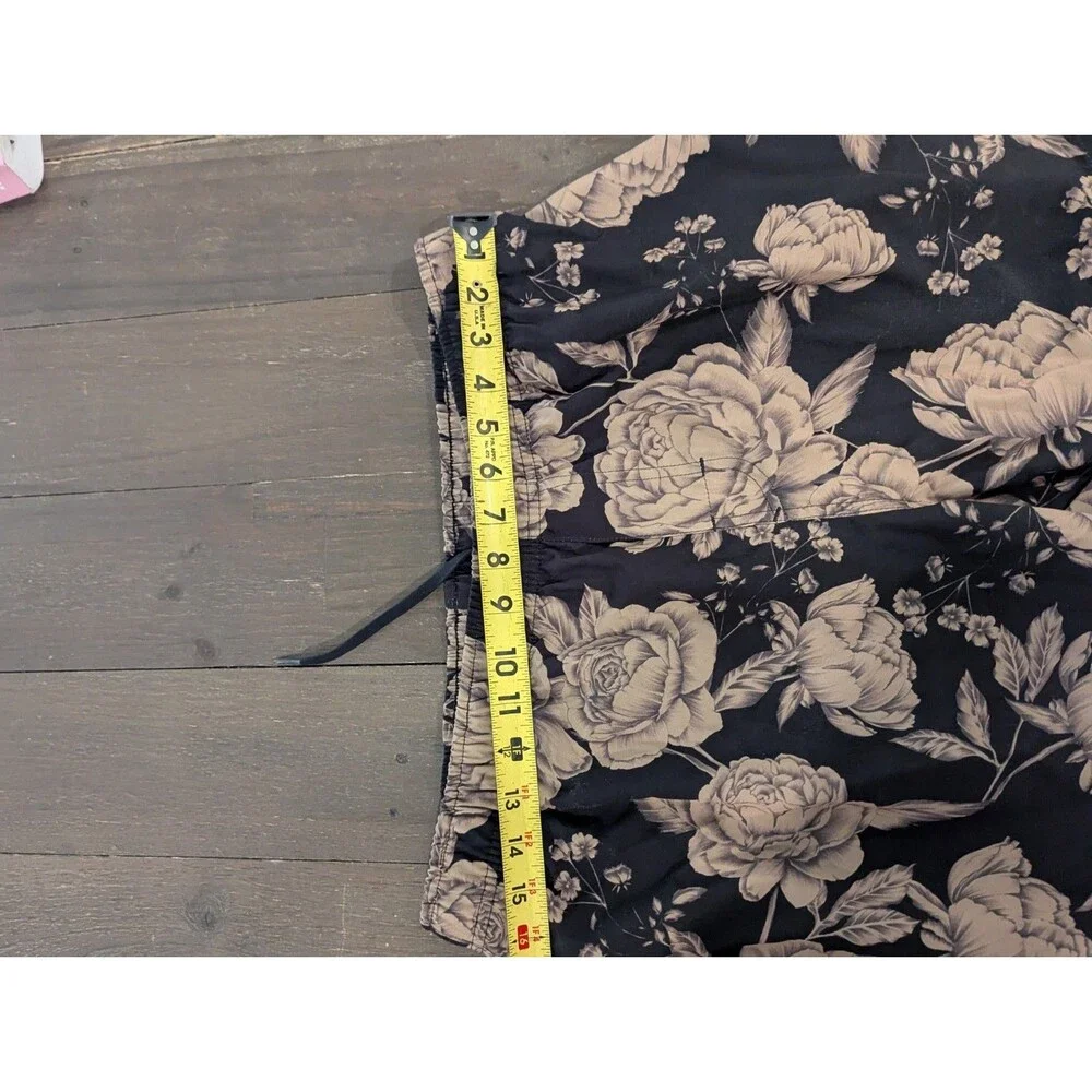 Osklen Mens Floral Black And Tan Floral Drawstring Swim Athleisure Shorts Sz L